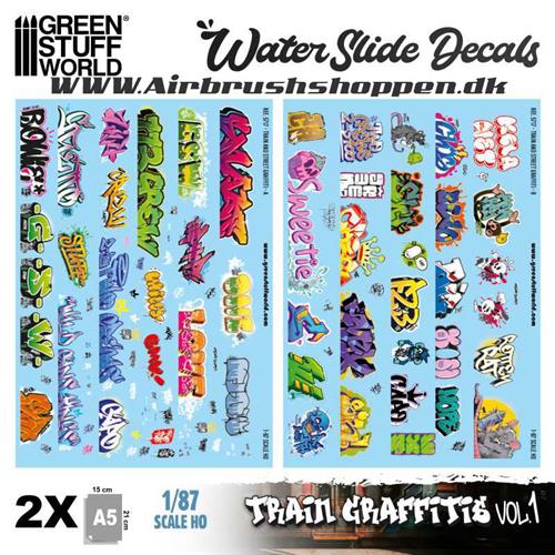 Waterslide Decals - Model railway graffiti decals 1:87 HO (Set-1)